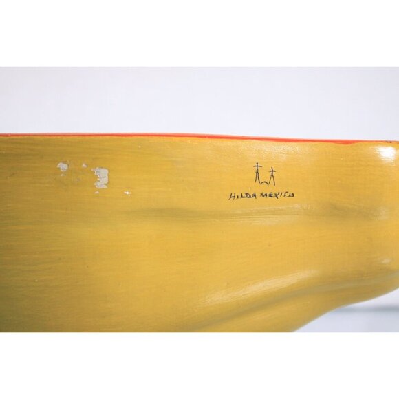 Large Mexico terra cotta papaya, oversized decorative clay fruit, signed Mexican - Picture 10 of 10